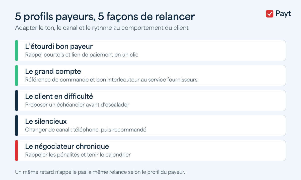 Les 5 profils payeurs et la relance adaptée à chacun